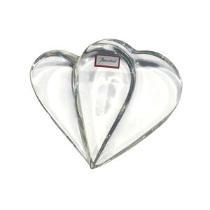 Baccarat Crystal Double Heart Paperweight Retired‎ - 4”x3.5”- No Box